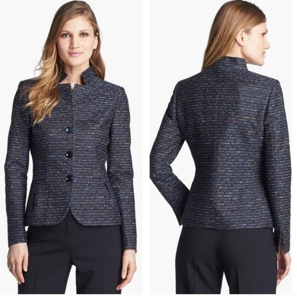 Santorelli Caryn Navy Tweed Woven Jacket 10